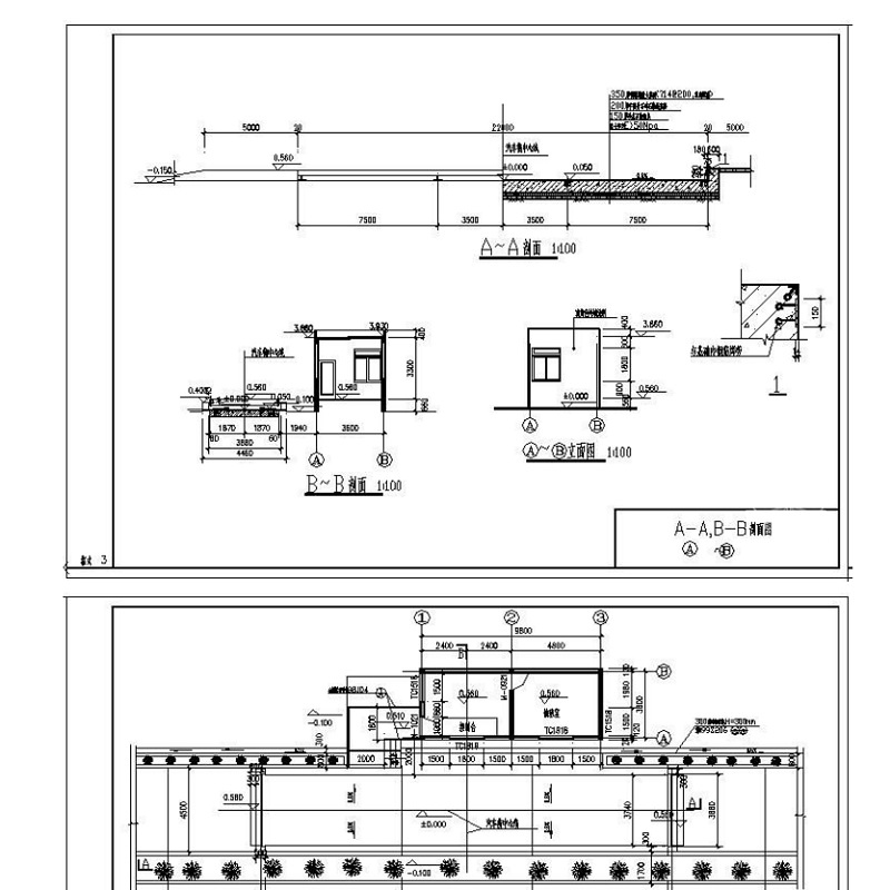 某汽車衡地磅及控制室CAD詳細節點構造詳圖