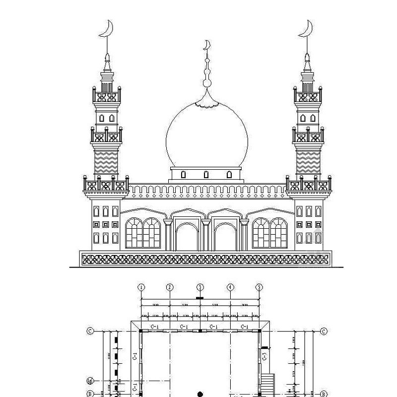 米泉某清真寺建筑CAD施工詳圖