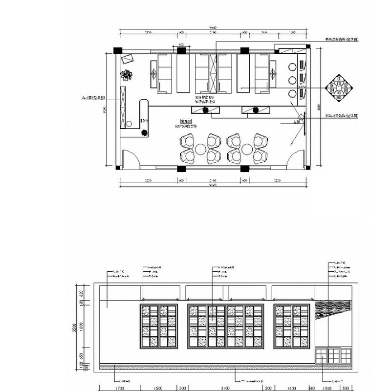 湖南某高校休闲舒适书吧室内设计CAD施工图(含效果图) 湖南某高校休闲舒适书吧室内设计CAD施工图(含效果图)