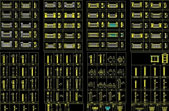 CAD歐式柱子羅馬柱欄桿柱頭雕花圍墻圖庫