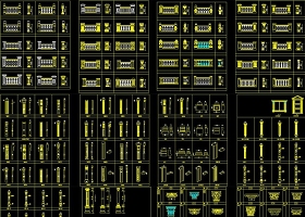 CAD歐式柱子羅馬柱欄桿柱頭雕花圍墻圖庫