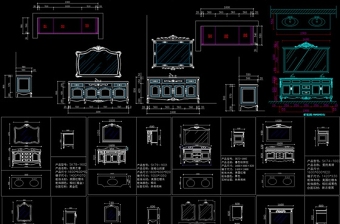 浴室柜衛(wèi)浴柜設(shè)計(jì)素材CAD圖庫(kù)