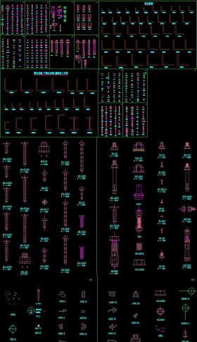 原創(chuàng)CAD建筑五金構(gòu)件圖庫(kù)大全膨脹螺栓螺絲-版權(quán)可商用