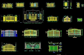 CAD鐵藝大門節(jié)點詳圖大樣中式鐵藝門圖庫
