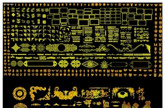 金色系欧式花边花纹CAD图库