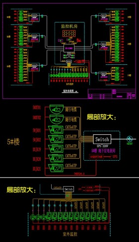 原创网络监控系统图模板CAD弱电智能化-版权可商用