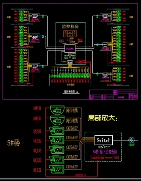 原创网络监控系统图模板CAD弱电智能化-版权可商用