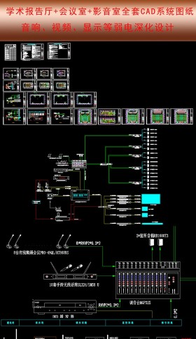 原创学校报告厅影音室会议室系统弱电CAD-版权可商用