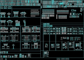 CAD中式門屏風雕花隔斷門頭窗戶節點大全