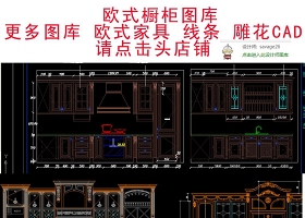 原创全套欧式整体实木橱柜CAD图库-版权可商用