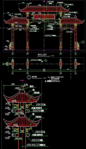 原创园林古建筑CAD中式牌坊施工图明清建筑-版权可商用
