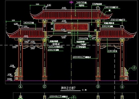 原創園林古建筑CAD中式牌坊施工圖明清建筑-版權可商用