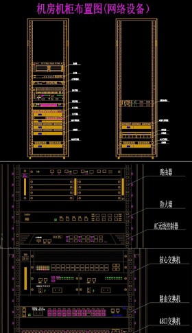 原創機房網絡機柜布置圖立面大樣圖圖塊CAD模板-版權可商用