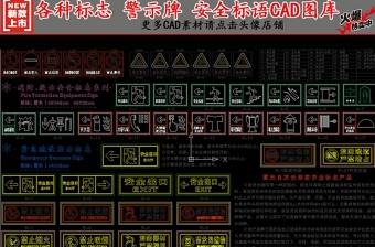 原创各种标志警示牌安全标语CAD图库-版权可商用