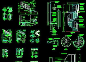 原创CAD旋转楼梯施工图楼梯大样图栏杆详图-版权可商用